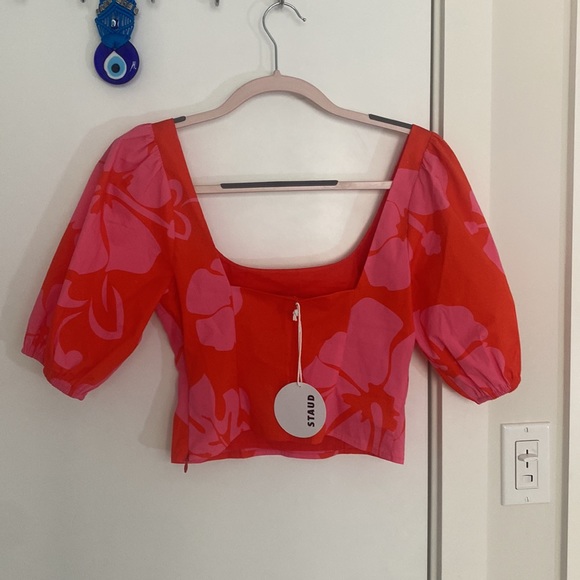 Staud NWT Hawaiian puff sleeve crop top size 2 - Picture 6 of 6